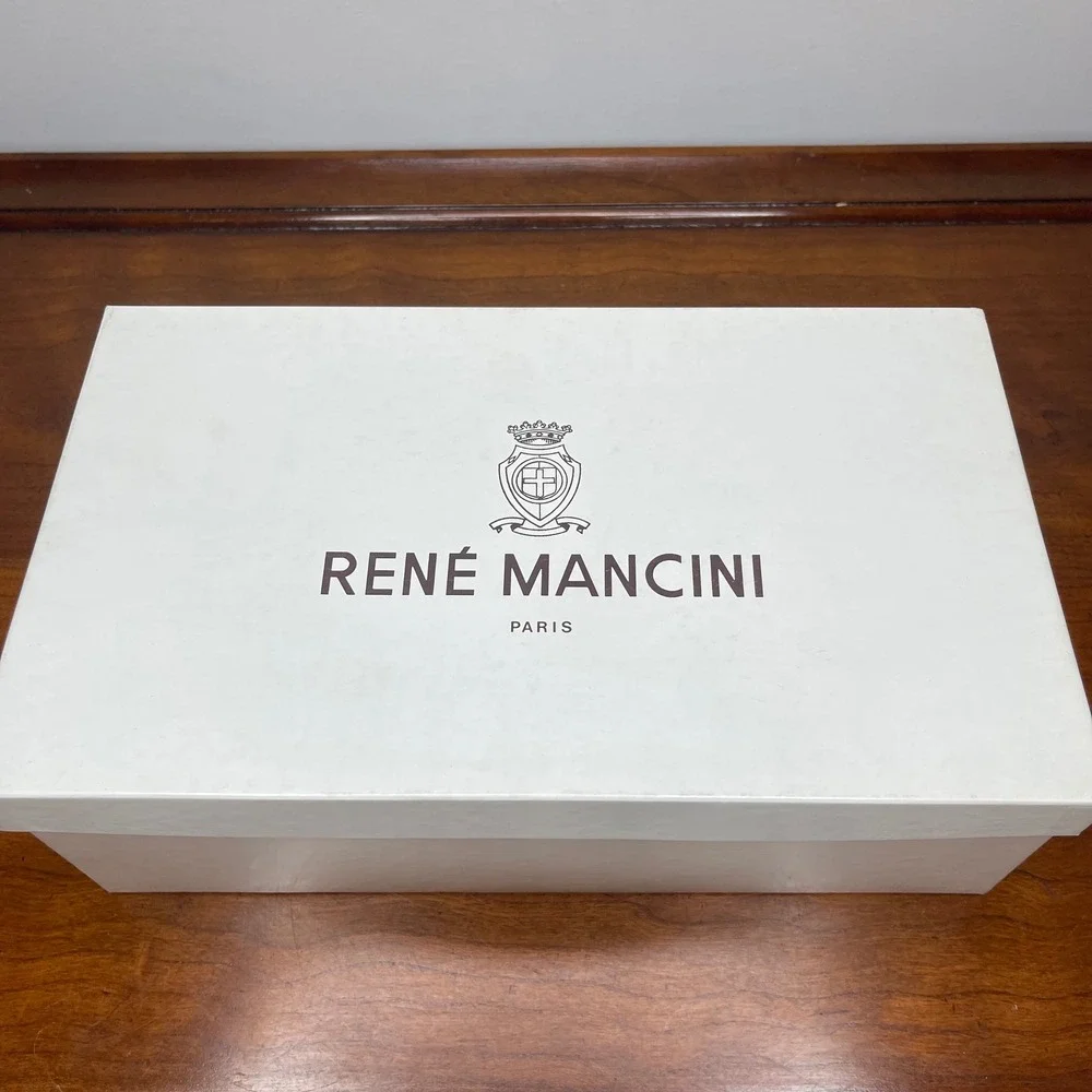 Rene Mancini Paris Black Leather Lizard Embossed Pointed Toe‎ Pumps 34.5/4.5